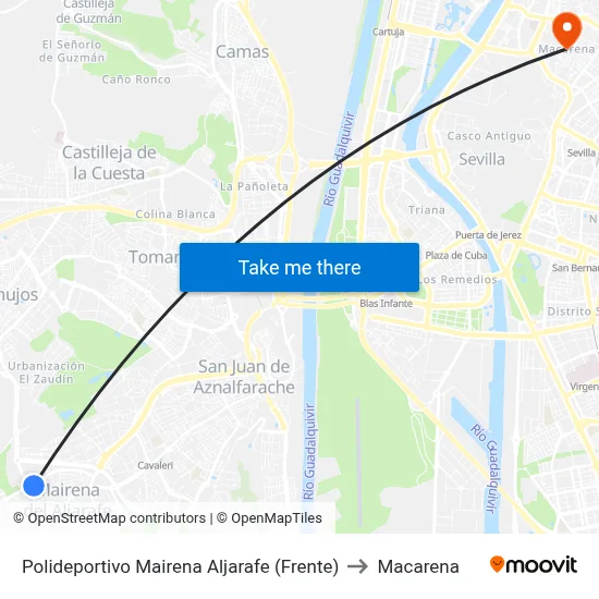 Polideportivo Mairena Aljarafe (Frente) to Macarena map