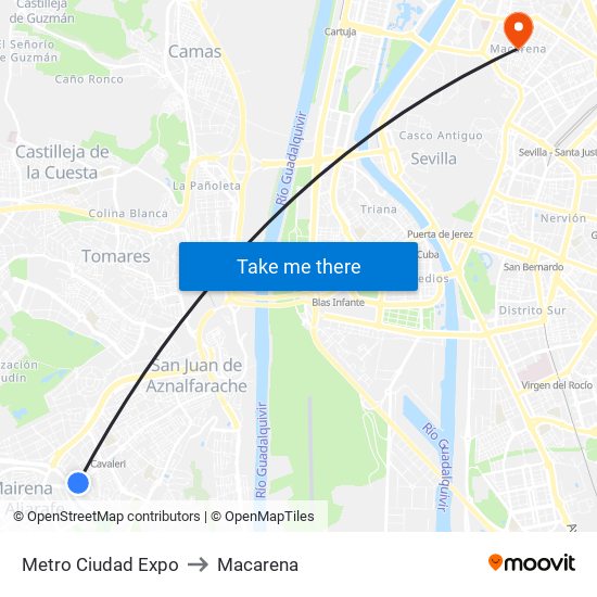 Metro Ciudad Expo to Macarena map