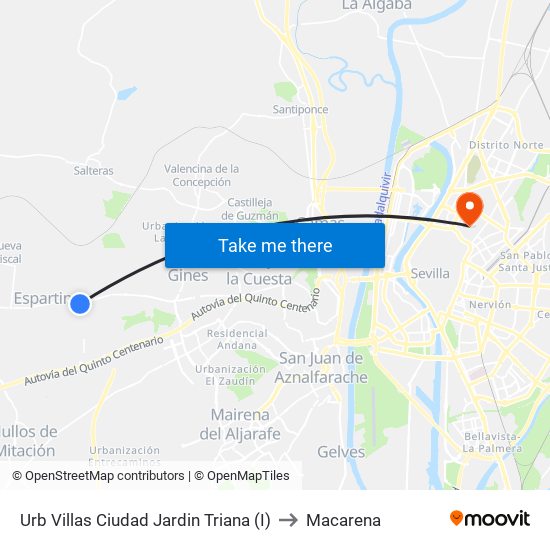 Urb Villas Ciudad Jardin Triana (I) to Macarena map