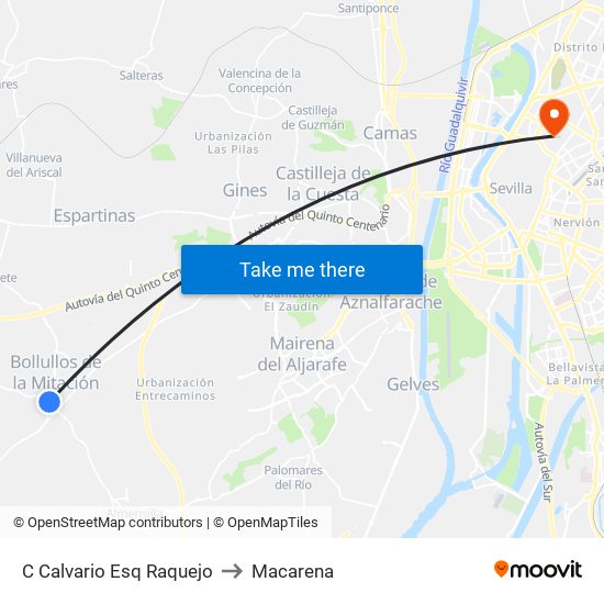 C Calvario Esq Raquejo to Macarena map