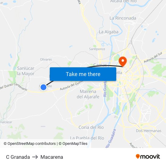 C Granada to Macarena map