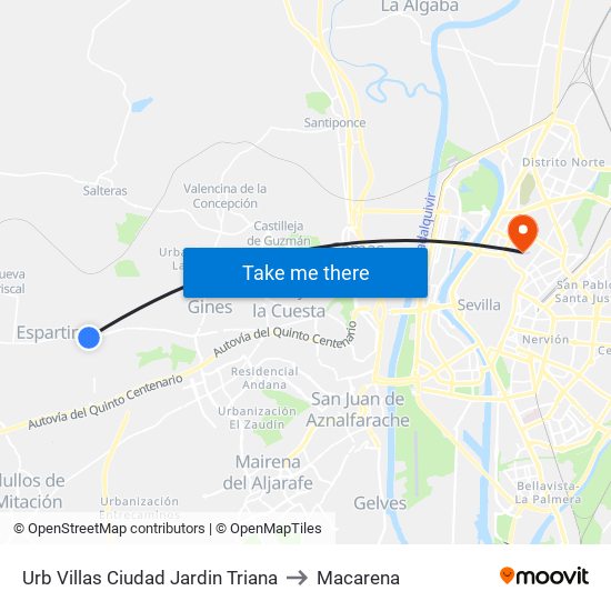 Urb Villas Ciudad Jardin Triana to Macarena map