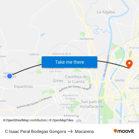 C Isaac Peral Bodegas Gongora to Macarena map