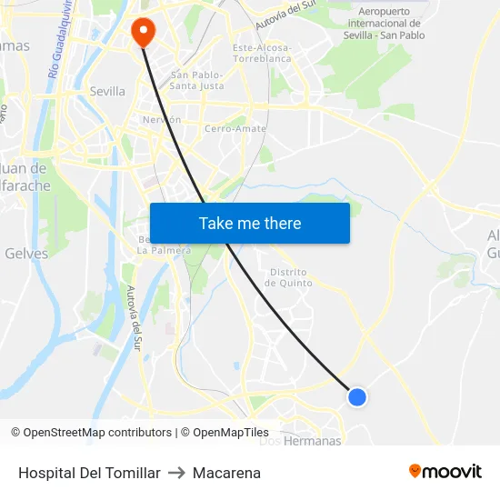 Hospital Del Tomillar to Macarena map