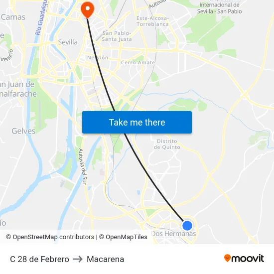 C 28 de Febrero to Macarena map