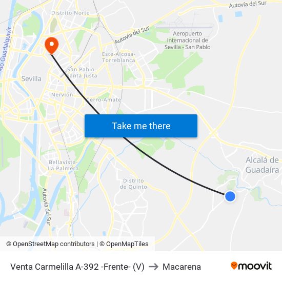 Venta Carmelilla A-392 -Frente- (V) to Macarena map