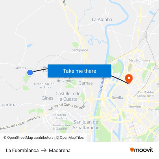 La Fuemblanca to Macarena map