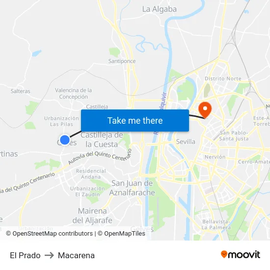 El Prado to Macarena map