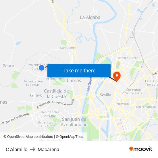 C Alamillo to Macarena map