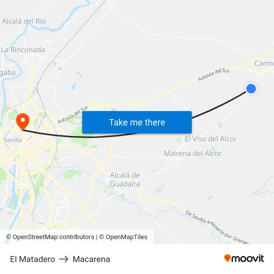 El Matadero to Macarena map