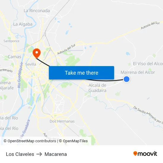 Los Claveles to Macarena map