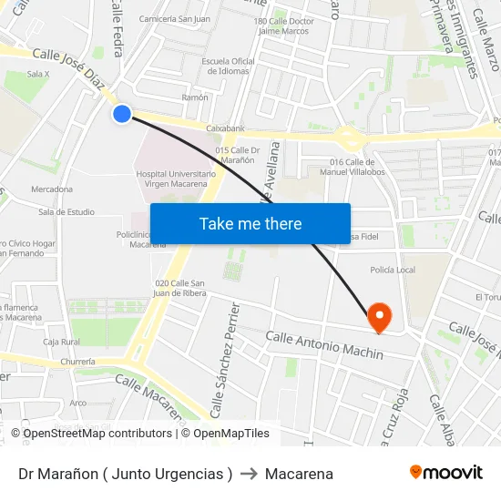 Dr Marañon ( Junto Urgencias ) to Macarena map