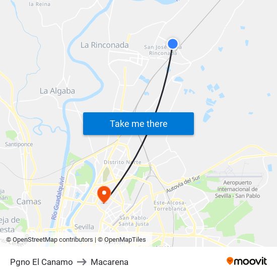 Pgno El Canamo to Macarena map