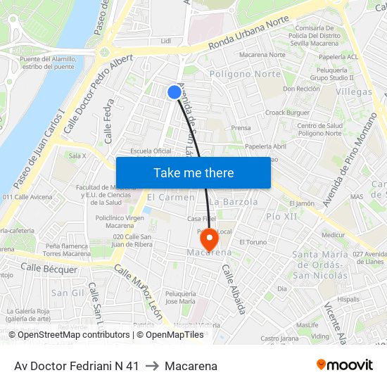 Av Doctor Fedriani N 41 to Macarena map