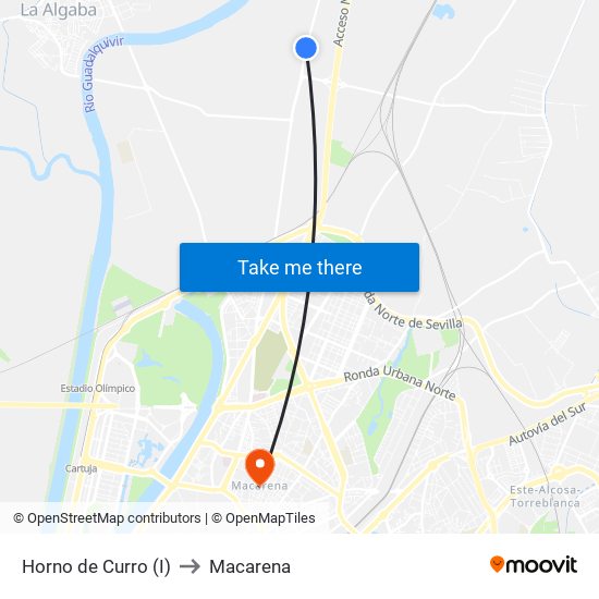 Horno de Curro (I) to Macarena map