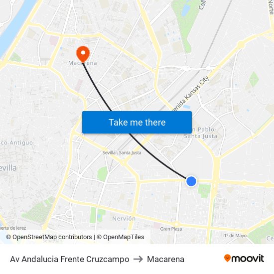 Av Andalucia Frente Cruzcampo to Macarena map