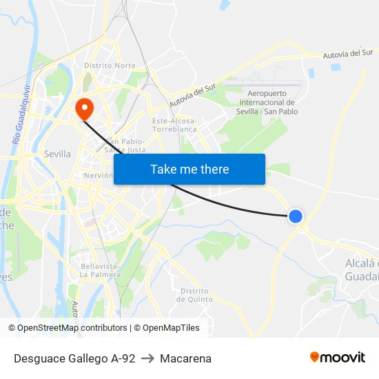 Desguace Gallego A-92 to Macarena map