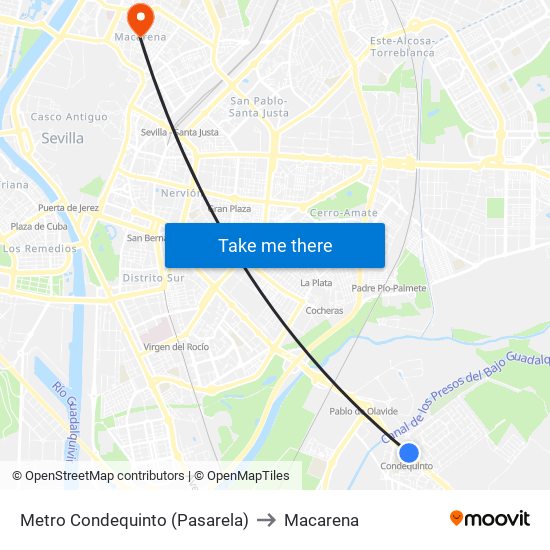 Metro Condequinto (Pasarela) to Macarena map