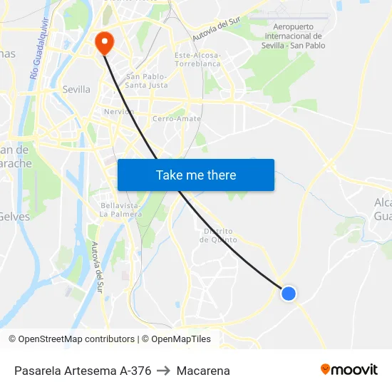 Pasarela Artesema A-376 to Macarena map