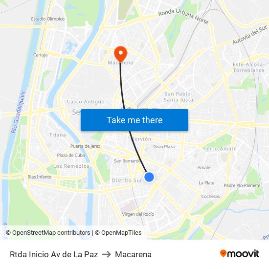 Rtda Inicio Av de La Paz to Macarena map