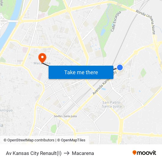 Av Kansas City Renault(I) to Macarena map