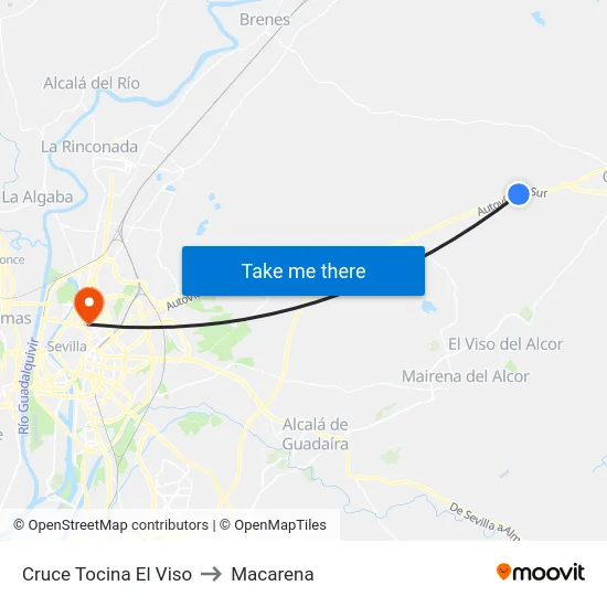 Cruce Tocina El Viso to Macarena map