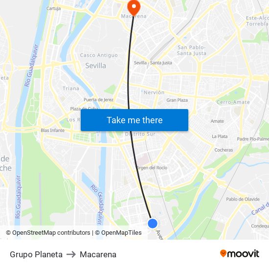 Grupo Planeta to Macarena map