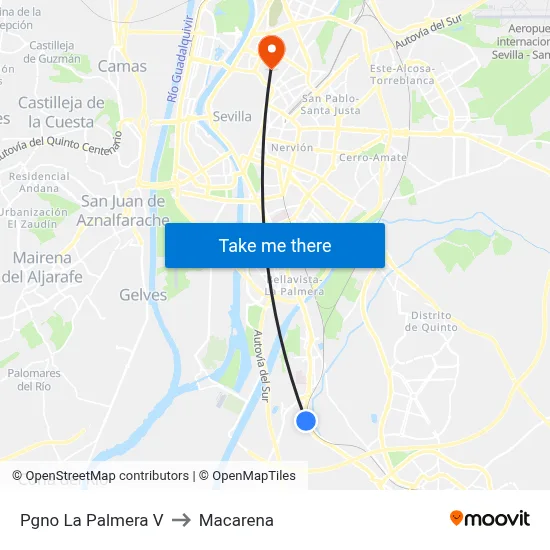 Pgno La Palmera V to Macarena map