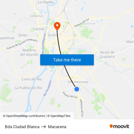 Bda Ciudad Blanca to Macarena map