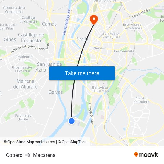 Copero to Macarena map