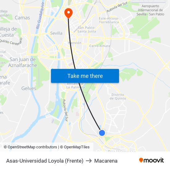 Asas-Universidad Loyola (Frente) to Macarena map