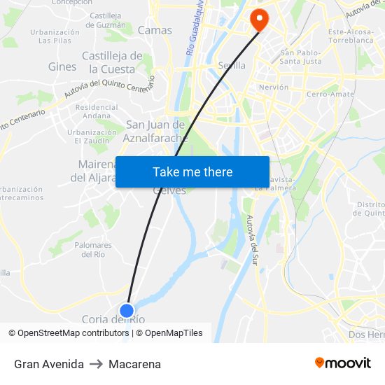 Gran Avenida to Macarena map