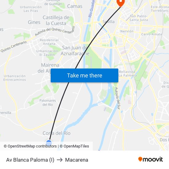 Av Blanca Paloma (I) to Macarena map