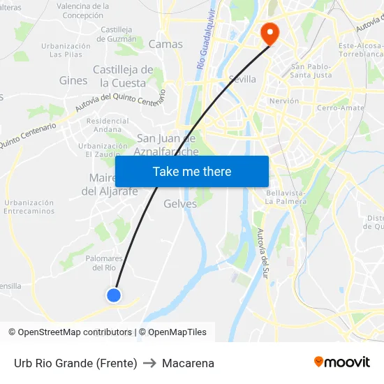 Urb Rio Grande (Frente) to Macarena map