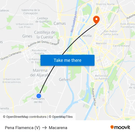 Pena Flamenca (V) to Macarena map