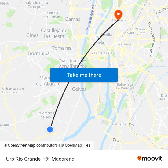 Urb Rio Grande to Macarena map