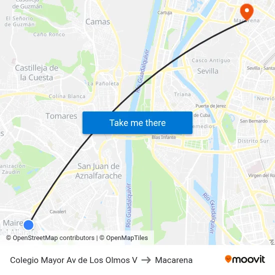 Colegio Mayor Av de Los Olmos V to Macarena map