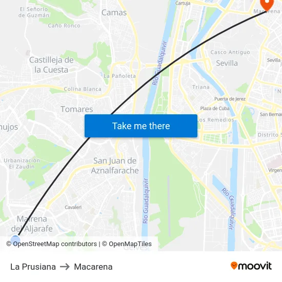 La Prusiana to Macarena map