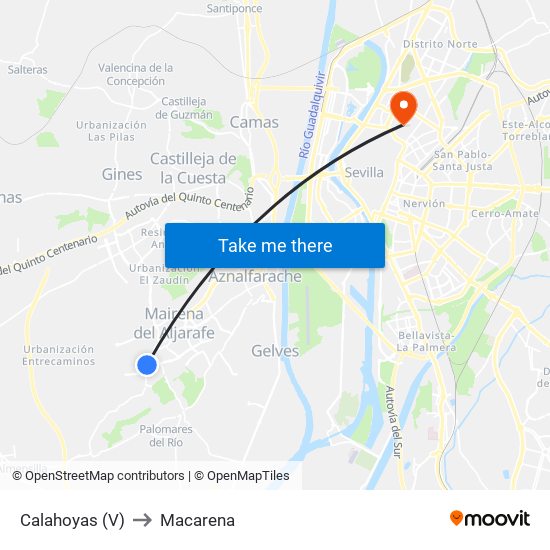 Calahoyas (V) to Macarena map