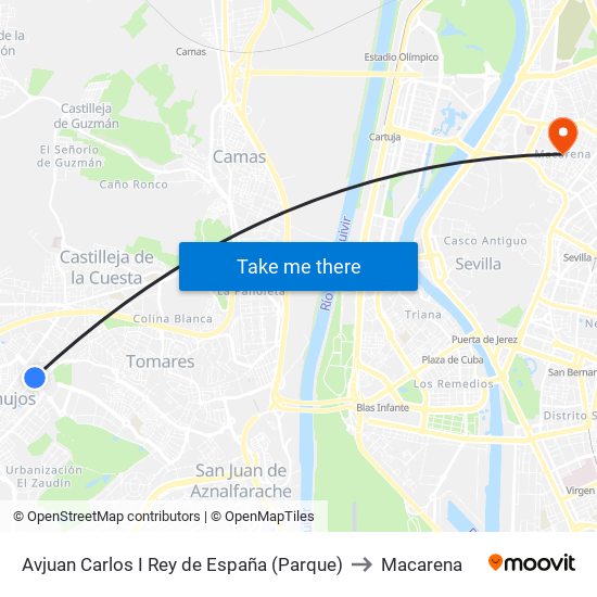 Avjuan Carlos I Rey de España (Parque) to Macarena map