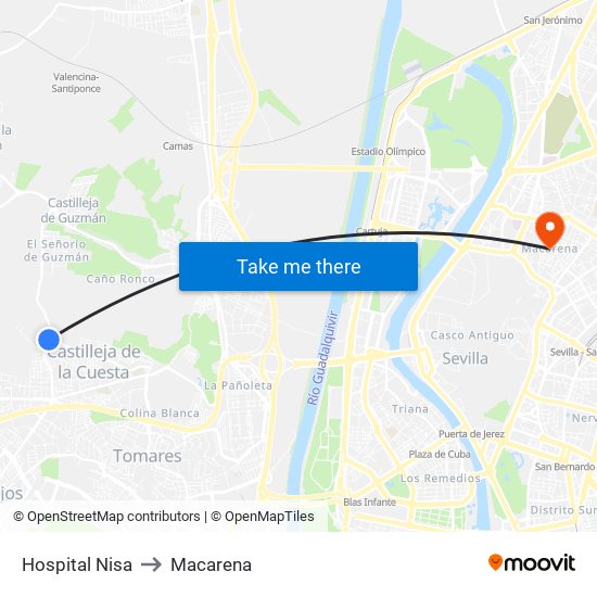 Hospital Nisa to Macarena map