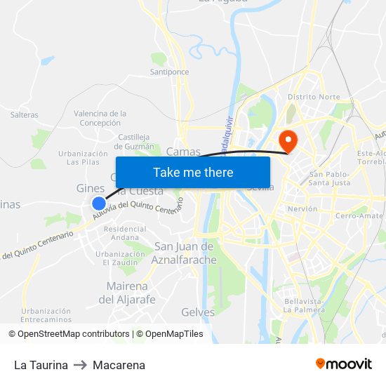 La Taurina to Macarena map