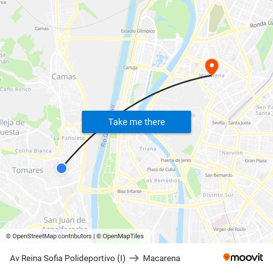 Av Reina Sofia Polideportivo (I) to Macarena map