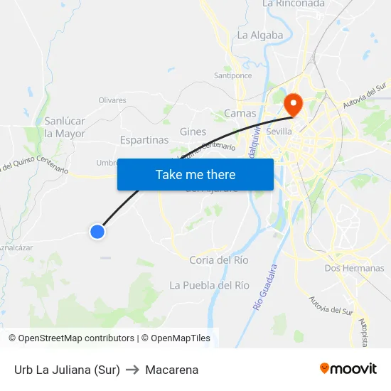 Urb La Juliana (Sur) to Macarena map