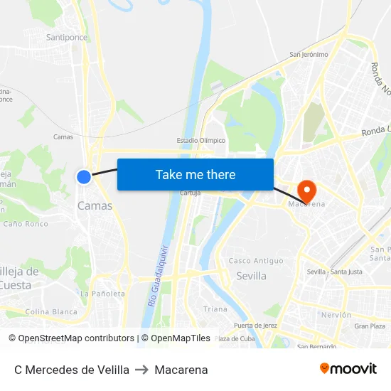 C Mercedes de Velilla to Macarena map