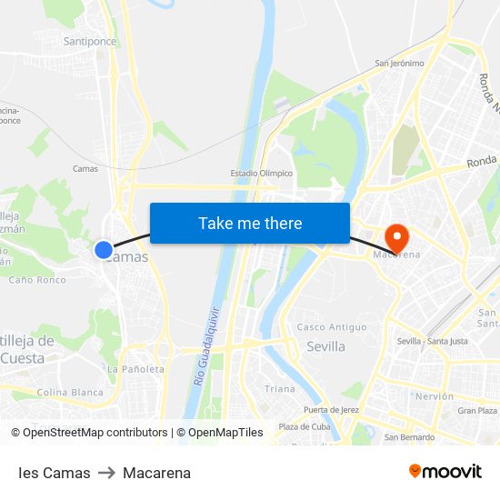Ies Camas to Macarena map