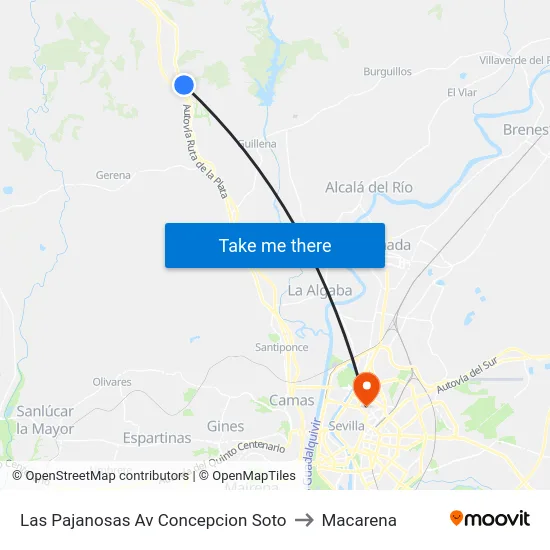 Las Pajanosas Av Concepcion Soto to Macarena map