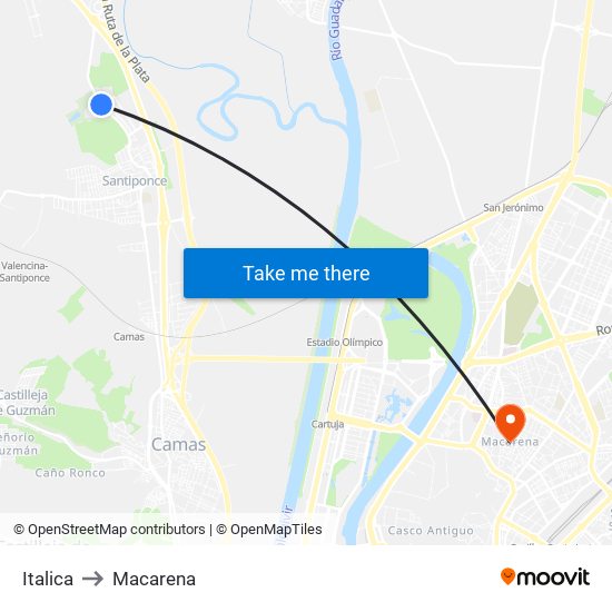 Italica to Macarena map