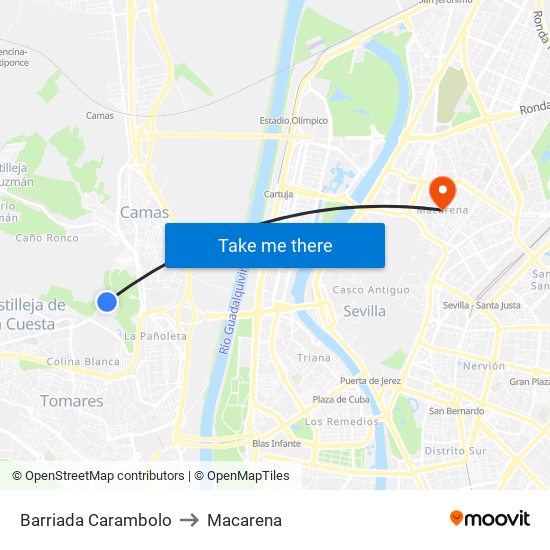 Barriada Carambolo to Macarena map