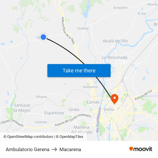 Ambulatorio Gerena to Macarena map